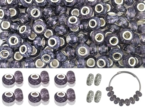 Europäische Perlen mit großem Loch zur Schmuckherstellung, 110 Stück, 14 mm, Abstandshalter für Stifte, Rondelle-Perlen für Armreifen, Armbänder, Halsketten, Schlüsselanhänger und DIY-Projekte von PAMIR TONG