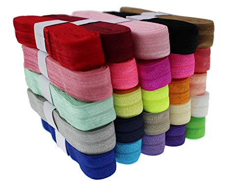 Mixed Color-26 Yards 5/8'' Fold Over Elastic-FOE Headband Baby Hairbow Soft Foldover Elastic Binding Webbing Tape Craft Sewing - YT13 by Pamir Tong von PAMIR TONG