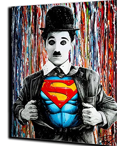 PAMMUQ DIY Ölgemälde Malen nach Zahlen Erwachsene Kinder malen Handgemalte Geschenke Zahlenmalerei ab 5 Öl Wandkunst (Graffiti-Super-Chaplin ohne Rahmen),ohne Rahmen von PAMMUQ