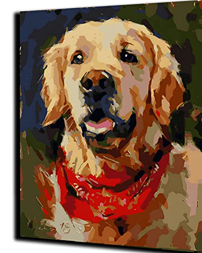 PAMMUQ Malen nach Zahlen für Erwachsene Kinder Golden Retriever-Hund 16x20 Zoll Leinen Leinwand DIY Digitales Malen nach Zahlen Kits Kinder Geschenke Handgemalte Dekoration,ohne Rahmen von PAMMUQ