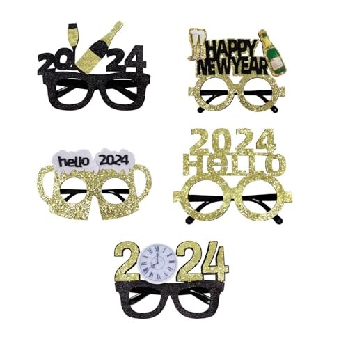 PANFHGFG Frohes neues Jahr Cheer 2024 Schwarze Papierbrille Party Foto Requisiten Frohe Weihnachten Dekorationen für Zuhause Ornament Festliches Partyzubehör von PANFHGFG