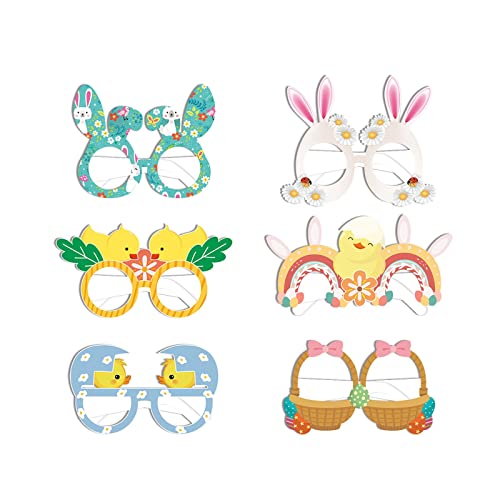 PANGHUBO 6 Stück Ostern Party Brille für Kinder Lustige Brille Osterhase Ei Küken Party Brille Lustige Foto Booth Requisiten Brille Ostern Dekoration Party Flaggen an einer Schnur (Rosa, von PANGHUBO