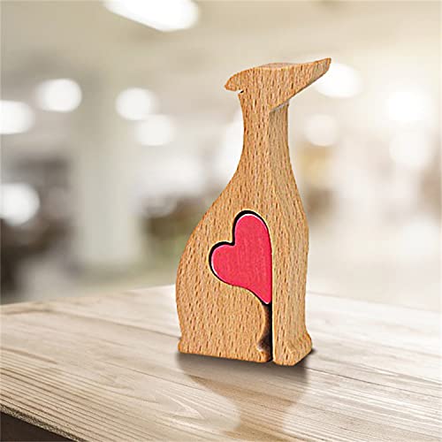 PANGHUBO Familiendekor Holzfigur Hund Statue Holzschnitzerei Dekoration Haustier Liebhaber Geschenke Holzskulptur Frauen und Hund Statue Kleine Wohnzimmer Dekor für Zuhause (A) von PANGHUBO