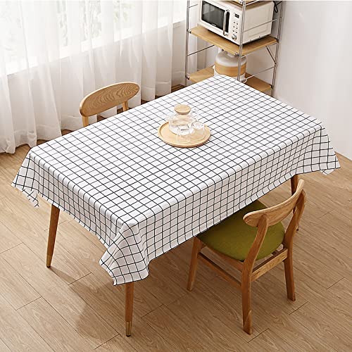 PANGHUBO Karierte PVC-Tischdecke, kariert, weiß, rechteckig, kariert, schmutzabweisend, wasserdicht, öldicht, Gingham, Kunststoff-Tischdecken für Küche, 137 x 137 cm (A) von PANGHUBO