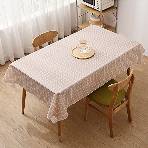 PANGHUBO Karierte PVC-Tischdecke, kariert, weiß, rechteckig, kariert, schmutzabweisend, wasserdicht, öldicht, Gingham, Kunststoff-Tischdecken für Küche, 137 x 137 cm (C) von PANGHUBO