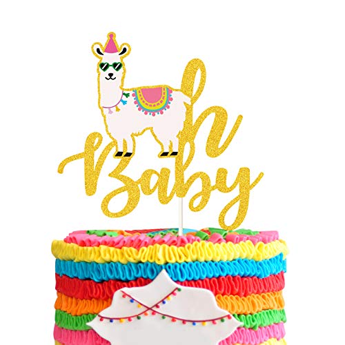 Oh Baby LLama Tortenaufsatz, Babyparty, Geschlechtsoffenbarung, Lama-Kaktus-Party-Dekoration, mexikanische Fiesta und Cino De Mayo Kaktus Llama-Kuchendekoration. von PANHUI