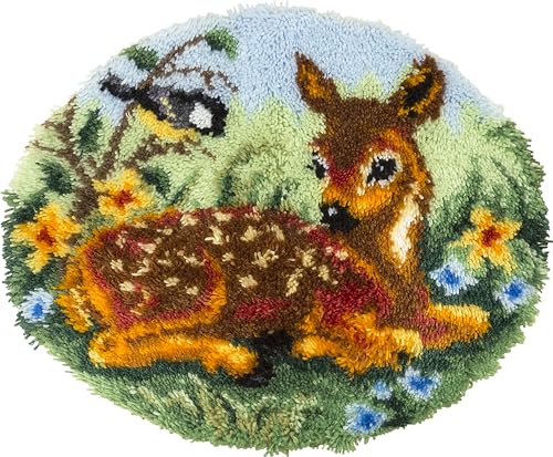 PANNA – Knüpfhaken-Sets für Erwachsene – Fawn Rug – KI-1883 – Vorsortiertes Garn – Handarbeit – Baumwolle – 55 x 50 cm von PANNA