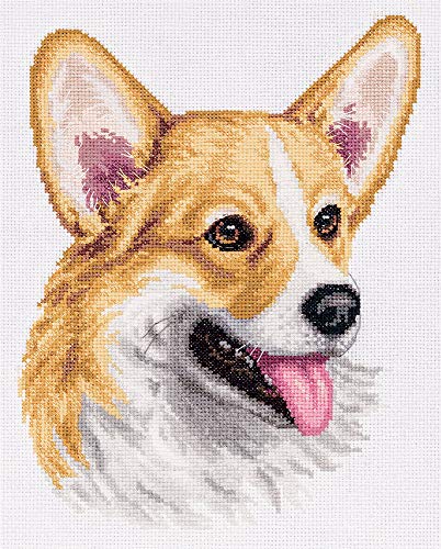 PANNA - Kreuzstich set - Waliser Corgi - J-7098 - Sticken erwachsene - Aida stoff - 25 x 20 cm - DIY set von PANNA