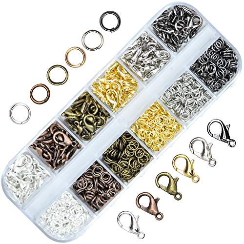 972 Stück Karabinerverschluss Kettenverschluss Schmuckverschlüsse Schmuck Karabiner Verschluss Hummer Greifer Haken und Öffnen Sprung Ringe für Halsketten Armband DIY Schmuckherstellung von PANSYFEN