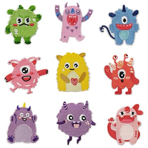 10 Stück BüGelflicken Kinder,Kleines Monster Flicken Zum AufbüGeln,Tshirt BüGelbilder,StickaufnäHer für Kinder,BüGelflicken Kinder Knie,Zum Abdecken Von Rissen Oder LöChern von PANYI