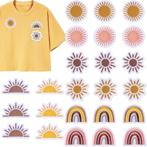 24 Stück Patches Zum AufbüGeln Sonnengestickte Flicken Zum AufbüGeln Kinder Stickerei AufnäHer Ideal Zum Selbermachen Oder Reparieren Von Kleidung Oder Zum Abdecken Von Rissen Oder LöChern von PANYI