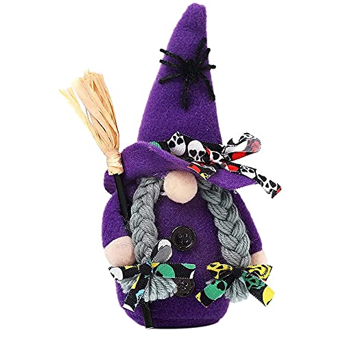 PAPAPI Halloween Besenstiel Zylinder Hexe Zwerg GNOME Puppe Haus Dekor Halloween Feier 1 von PAPAPI