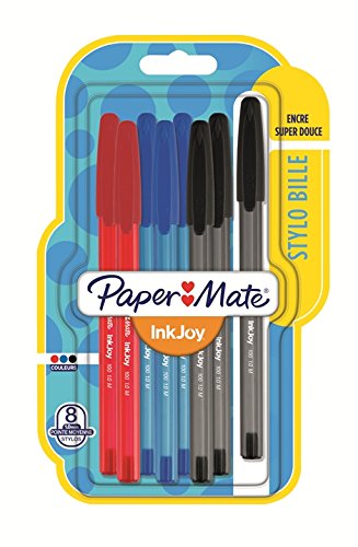 PAPER MATE InkJoy 100 Kugelschreiber, 8 Stück, Mittel, Schwarz, Blau, Rot von PAPER MATE