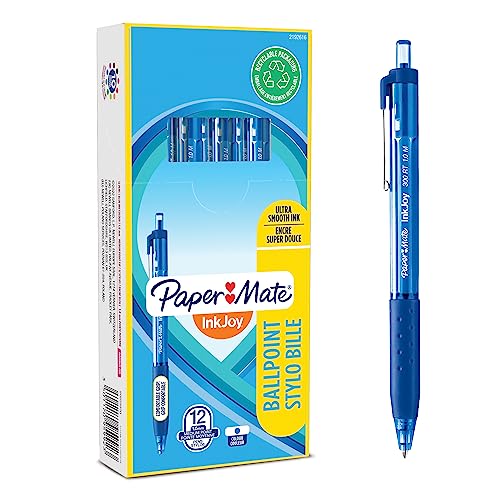 PAPER MATE InkJoy 300RT Druckkugelschreiber mittlere Spitze (1,0mm) Blau 12 Stück von PAPER MATE