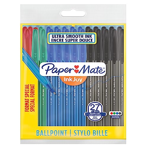 PAPER MATE Inkjoy 100St Kugelschreiber, Mittlere Spitze (1, 0 mm), Business-Farben, 27 Stück von PAPER MATE