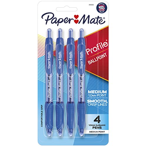 PAPER MATE Profil-Kugelschreiber, 1,0 mm, Blau, 4 Stück von PAPER MATE