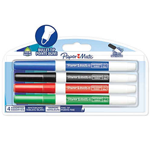 PAPER MATE geruchsarme Whiteboard-Marker | feine Spitze | farblich sortiert | 4 Stück von PAPER MATE