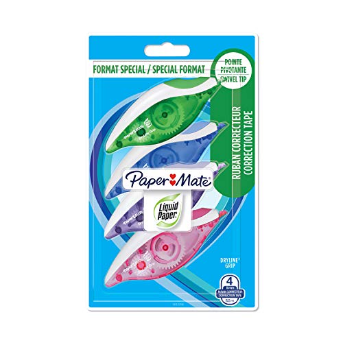 Paper Mate 2033700 Correction Stift, Liquid Paper DryLine Grip Korrekturband, 2 und 2-Packung von PAPER MATE