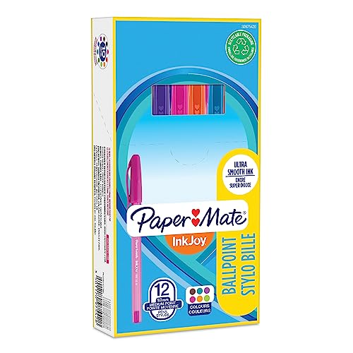 Paper Mate InkJoy 100ST Kugelschreiber | mittlere Spitze (1,0 mm) | Gemischte Farben | 12 Stück von PAPER MATE