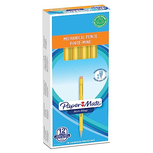 Paper Mate Non Stop-Druckbleistift | 0,7 mm | HB 2 | gelber Schaft | 12 Stück von PAPER MATE