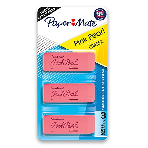 Paper Mate Pink Pearl Radiergummis, groß, 3 Stück von PAPER MATE