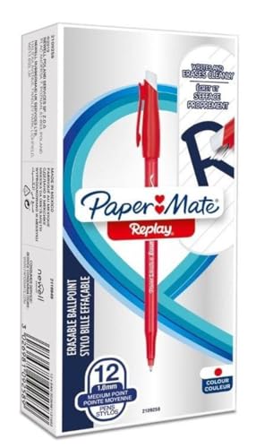 Paper Mate Replay radierbarer Kugelschreiber zum 40. Jahrestag, limitierte Edition, 12 Stück, Rot von PAPER MATE