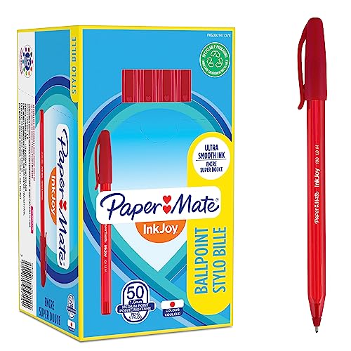 Paper Mate InkJoy 100ST Kugelschreiber | mittlere Spitze (1,0 mm) | Rot | 50 Stück von PAPER MATE