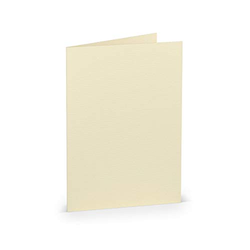 PAPERADO 100 Faltkarte DIN A6 Chamois gerippt Creme Beige - Doppelkarte vorgefaltet 220 g/m² - 210 x 148 mm - Klappkarten Basteln Einladungskarten Hochzeit Kommunion von PAPERADO