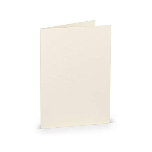 PAPERADO 100 Faltkarte DIN A6 Ivory gerippt Creme - Doppelkarte vorgefaltet 220 g/m² - 210 x 148 mm - Klappkarten Basteln Einladungskarten Hochzeit Kommunion von PAPERADO