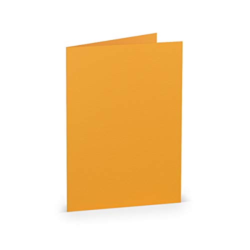 PAPERADO 100 Faltkarte DIN A6 Ocker gerippt Orange - Doppelkarte vorgefaltet 220 g/m² - 210 x 148 mm - Klappkarten Basteln Einladungskarten Hochzeit Kommunion von PAPERADO