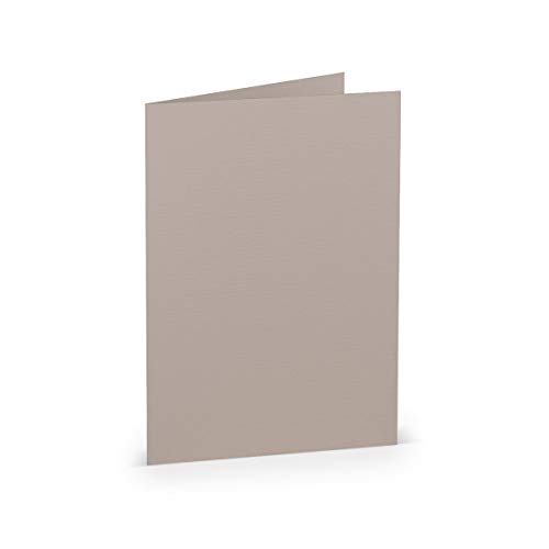 PAPERADO 100 Faltkarte DIN A6 Taupe gerippt Hell-Braun Schlamm - Doppelkarte vorgefaltet 220 g/m² - 210 x 148 mm - Klappkarten Basteln Einladungskarten Hochzeit Kommunion von PAPERADO