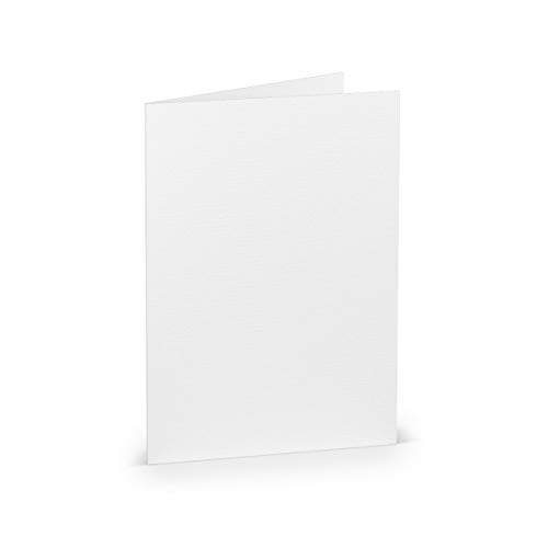 PAPERADO 100 Faltkarte DIN A6 Weiß gerippt - Doppelkarte vorgefaltet 220 g/m² - 210 x 148 mm - Klappkarten Basteln Einladungskarten Hochzeit Kommunion von PAPERADO