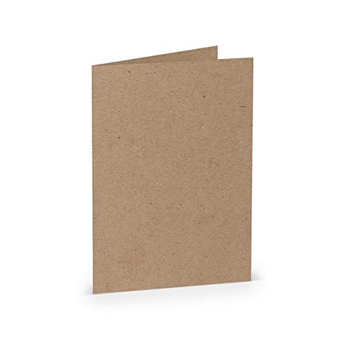 PAPERADO 150 Faltkarte DIN A6 Kraftpapier - Doppelkarte vorgefaltet 220 g/m² - 210 x 148 mm - Klappkarten Basteln Einladungskarten Hochzeit Kommunion von PAPERADO