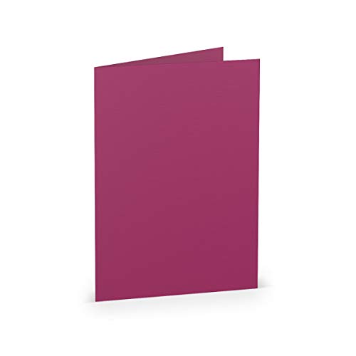 PAPERADO 25 Faltkarte DIN A6 Amarena gerippt Magenta Violett - Doppelkarte vorgefaltet 220 g/m² - 210 x 148 mm - Klappkarten Basteln Einladungskarten Hochzeit Kommunion von PAPERADO