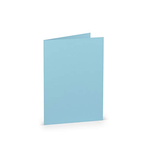 PAPERADO 25 Faltkarte DIN A6 Aqua gerippt Hell-Blau - Doppelkarte vorgefaltet 220 g/m² - 210 x 148 mm - Klappkarten Basteln Einladungskarten Hochzeit Kommunion von PAPERADO