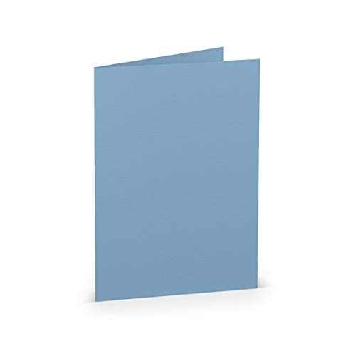 PAPERADO 25 Faltkarte DIN A6 Dunkelblau gerippt Hell-Blau - Doppelkarte vorgefaltet 220 g/m² - 210 x 148 mm - Klappkarten Basteln Einladungskarten Hochzeit Kommunion von PAPERADO