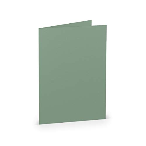 PAPERADO 25 Faltkarte DIN A6 Eucalyptus gerippt - Doppelkarte vorgefaltet 220 g/m² - 210 x 148 mm - Klappkarten Basteln Einladungskarten Hochzeit Kommunion von PAPERADO