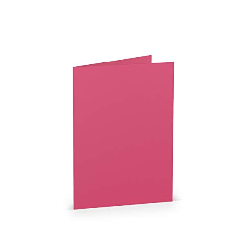 PAPERADO 25 Faltkarte DIN A6 Fuchsia gerippt Magenta Pink - Doppelkarte vorgefaltet 220 g/m² - 210 x 148 mm - Klappkarten Basteln Einladungskarten Hochzeit Kommunion von PAPERADO