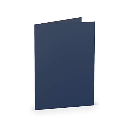 PAPERADO 25 Faltkarte DIN A6 Jeans gerippt Dunkel-Blau - Doppelkarte vorgefaltet 220 g/m² - 210 x 148 mm - Klappkarten Basteln Einladungskarten Hochzeit Kommunion von PAPERADO