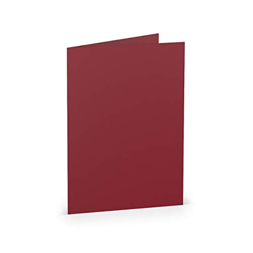 PAPERADO 25 Faltkarte DIN A6 Rosso gerippt Dunkel-Rot - Doppelkarte vorgefaltet 220 g/m² - 210 x 148 mm - Klappkarten Basteln Einladungskarten Hochzeit Kommunion von PAPERADO