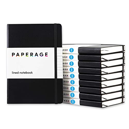 PAPERAGE gefüttert journal notizbuch, groß klassische hardcover, 5.7 x 8 zoll, 100 gsm dickes papier für office home school geschäfts notizblöcke (schwarz, liniert) von PAPERAGE