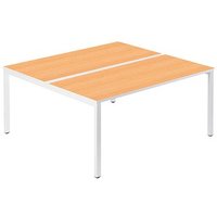 PAPERFLOW easyDesk Doppelschreibtisch buche rechteckig, 4-Fuß-Gestell weiß 160,0 x 166,0 cm von PAPERFLOW