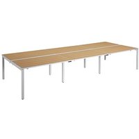 PAPERFLOW easyDesk Doppelschreibtisch buche rechteckig, 4-Fuß-Gestell weiß 360,0 x 166,0 cm von PAPERFLOW