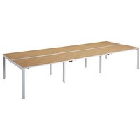 PAPERFLOW easyDesk Doppelschreibtisch buche rechteckig, 4-Fuß-Gestell weiß 420,0 x 166,0 cm von PAPERFLOW