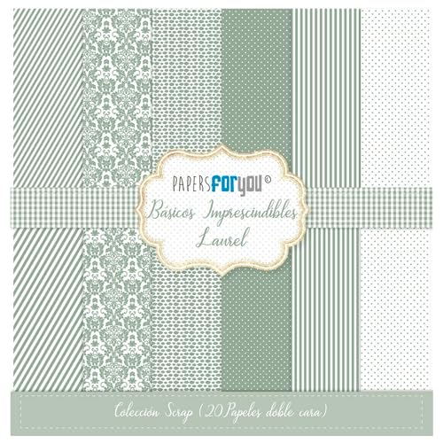 Papers For You - Scrapbooking Papier Kit "Essentials Essentials Laurel" Kollektion | Beinhaltet 20 doppelseitige Papiere mit verschiedenen Mustern | Größe 20,32 x 20,32 cm (8" x 8") von PAPERSFORYOU