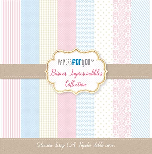 Papers For You - Scrapbooking und Bastelpapier Kit "Essential Basics" Kollektion | Beinhaltet 24 doppelseitige Papiere mit verschiedenen Mustern | Größe 30,48 x 30,48 cm (12" x 12") von PAPERSFORYOU