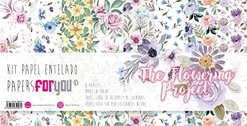 Papers For You - Scrapbooking und Bastelpapier Kit "The Flowering Project" Kollektion | Beinhaltet 8 einseitige Papiere mit verschiedenen Mustern | Größe 30,48 x 30,48 cm (12" x 12") von PAPERSFORYOU