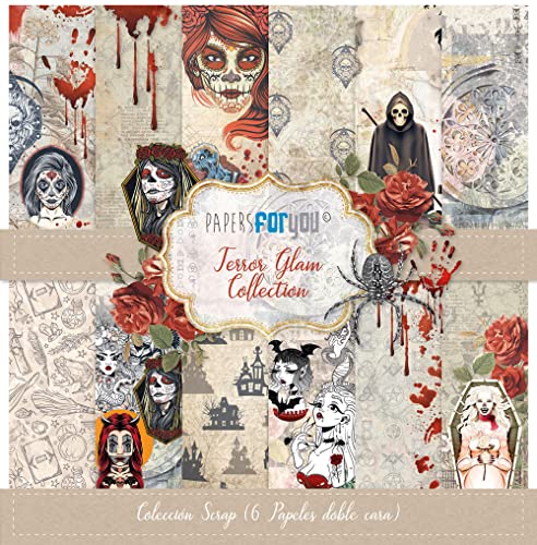 Papers For You - Scrapbooking & Craft Paper Kit "Terror Glam" Kollektion | Beinhaltet 6 doppelseitige Papiere mit verschiedenen Mustern | Größe 30,48 x 30,48 cm (12" x 12") von PAPERSFORYOU