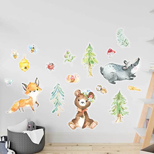 Papierdrachen Wandtattoos - 8 Bögen mit Wandstickern für Kinder - Kinderzimmer Dekoration - Wand Deko - Waldtiere - 22 x 30 cm je Bogen - für Jungen und Mädchen - Set 6 von Papierdrachen