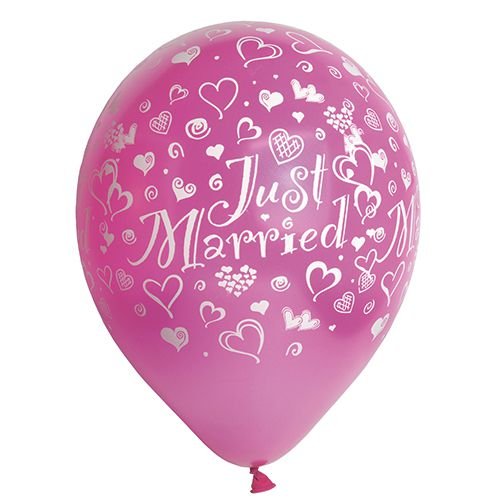 10 Luftballons Ø 29 cm fuchsia "Just Married" metallic 84528 Papstar Hochzeit pink von PAPSTAR